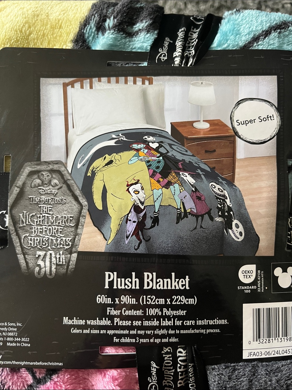 Disney The Nightmare Before Christmas Plush Blanket - Black & Gray